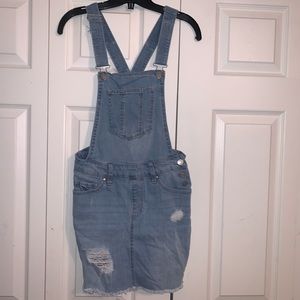 Refuge distressed denim overall dress